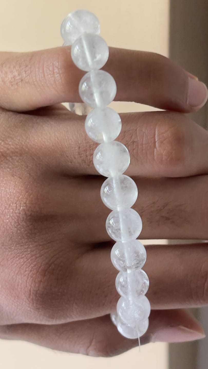 Customer photo review of Natural Clear Quartz Crystal Bracelet | Vastu Remedy for Meditation & Focus | 8 mm Beads