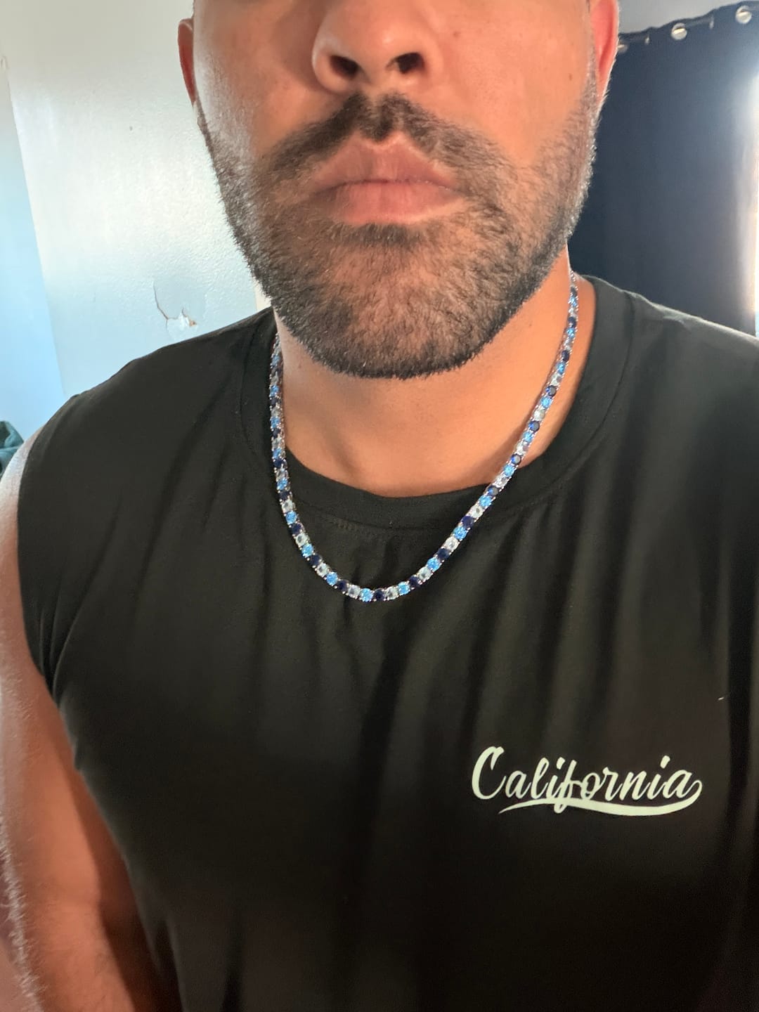 Customer photo review of 5mm Moissanite Tri-Blue Diamond Tennis Chain - Silver - D COLOR - VVS1