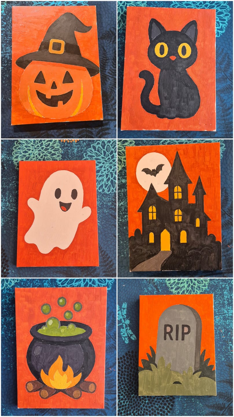 Customer photo review of 6 Mini Paintings - Classic Halloween Set