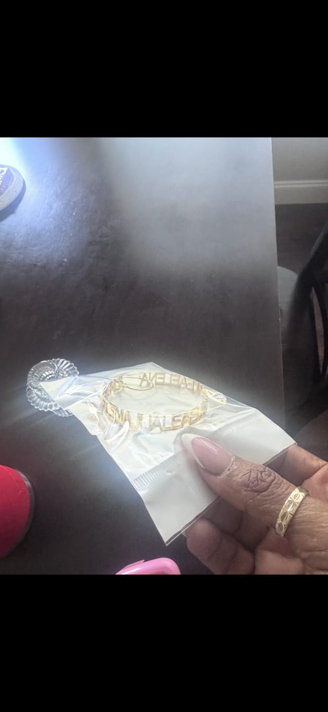 Customer photo review of Hoop Name Earrings