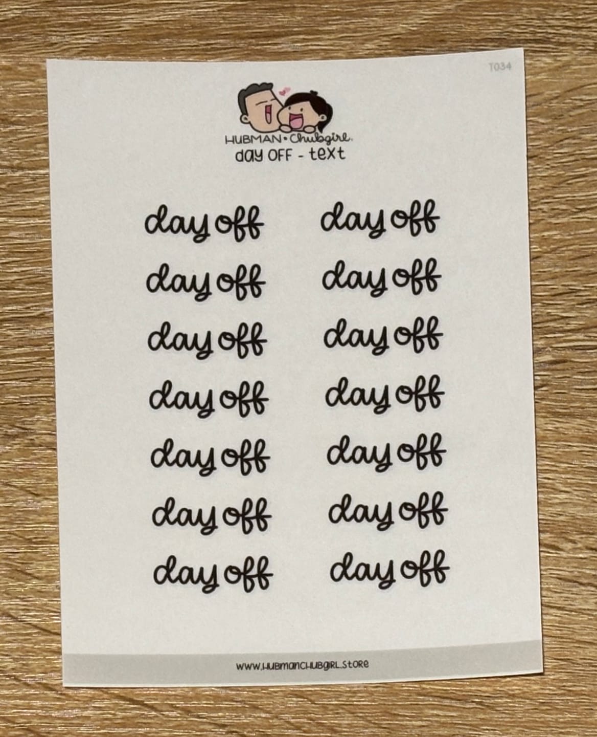 Customer photo review of Day Off - Text Planner Stickers (Script Font)