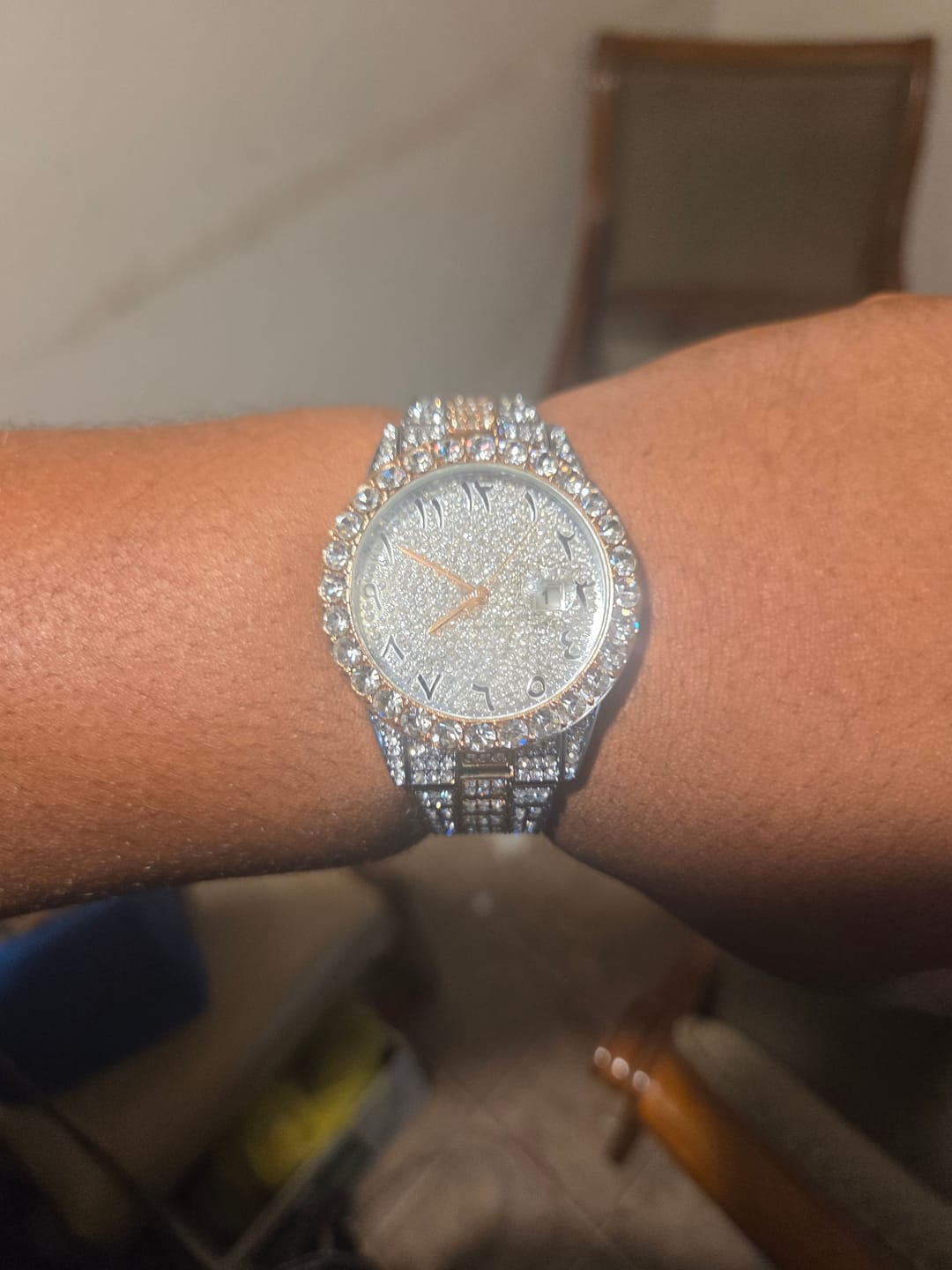Customer photo review of Arabic Dial Diamond Simulant Watch - Two Tone