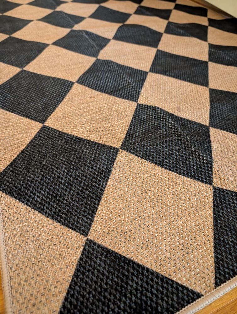 Customer photo review of Rug – Geometric Checkered Easy Jute Indoor/Outdoor – Coffee Brown