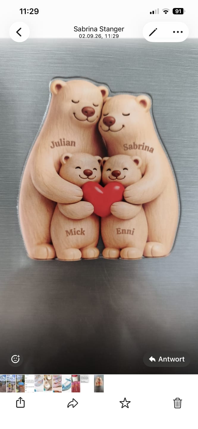 Customer photo review of Bärenfamilie mit 2-7 Personen - Personalisierter Magnet Geschenk zum Muttertag