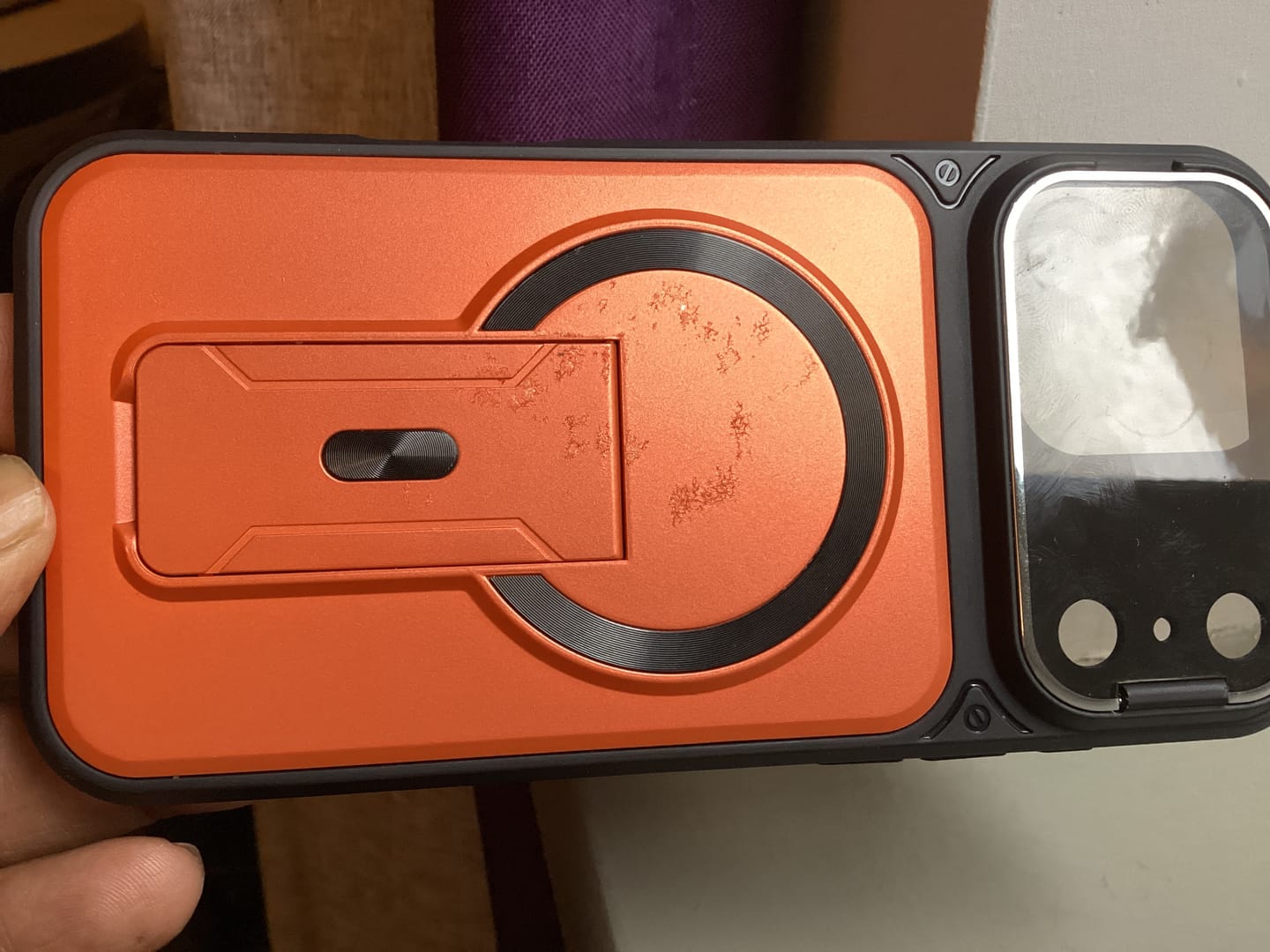 Customer photo review of MagSafe Magnetic Case with Camera Lens Cover & Invisible Stand for iPhone