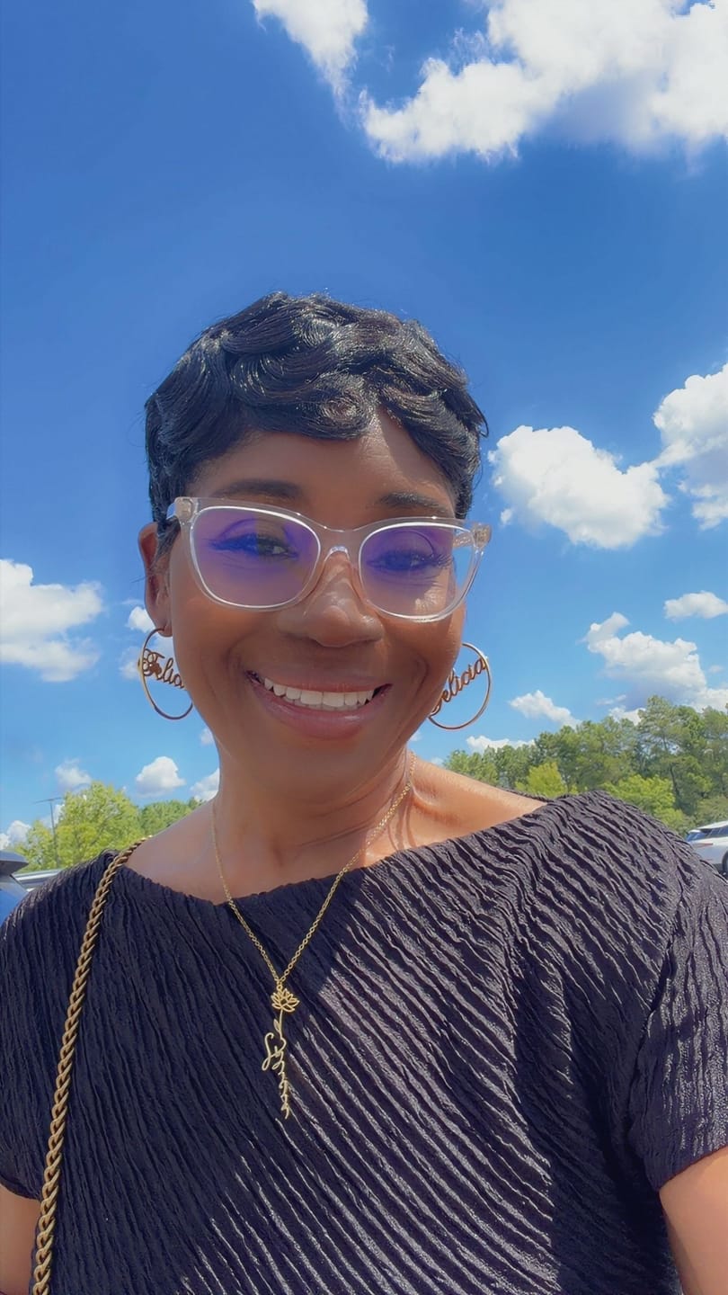 Customer photo review of Script Name Hoop Earrings