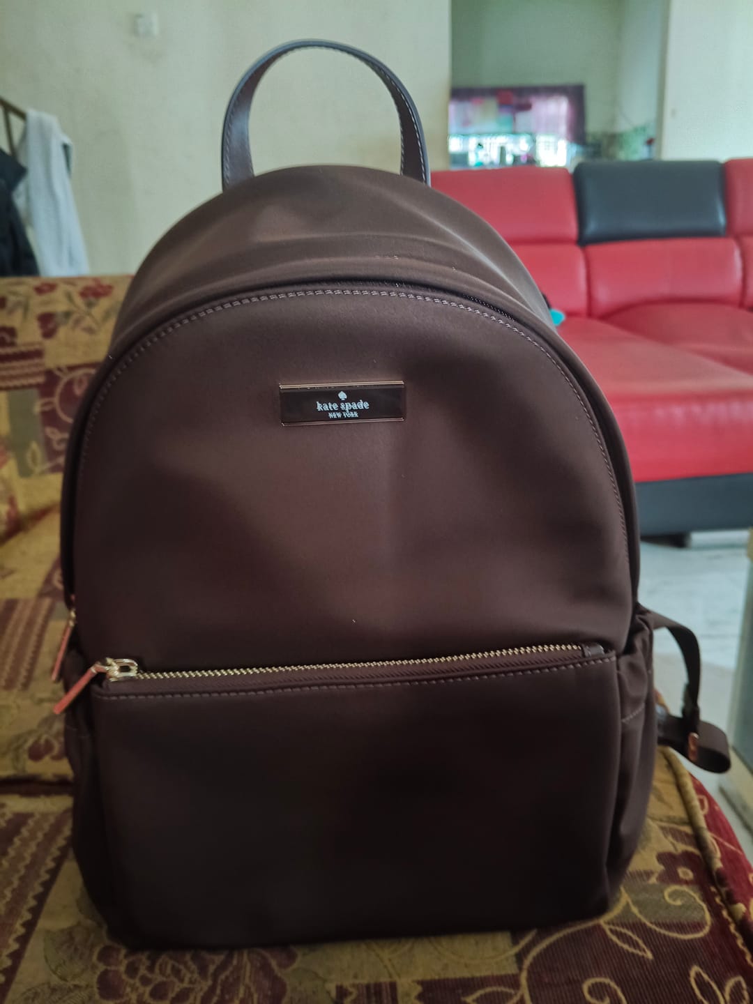 Customer photo review of Kate Spade Carter KSNYL Dome Backpack In Hot Fudge KP110