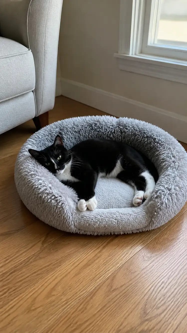 Customer photo review of SnuggleSoft Orthopedic Calming Pet Bed