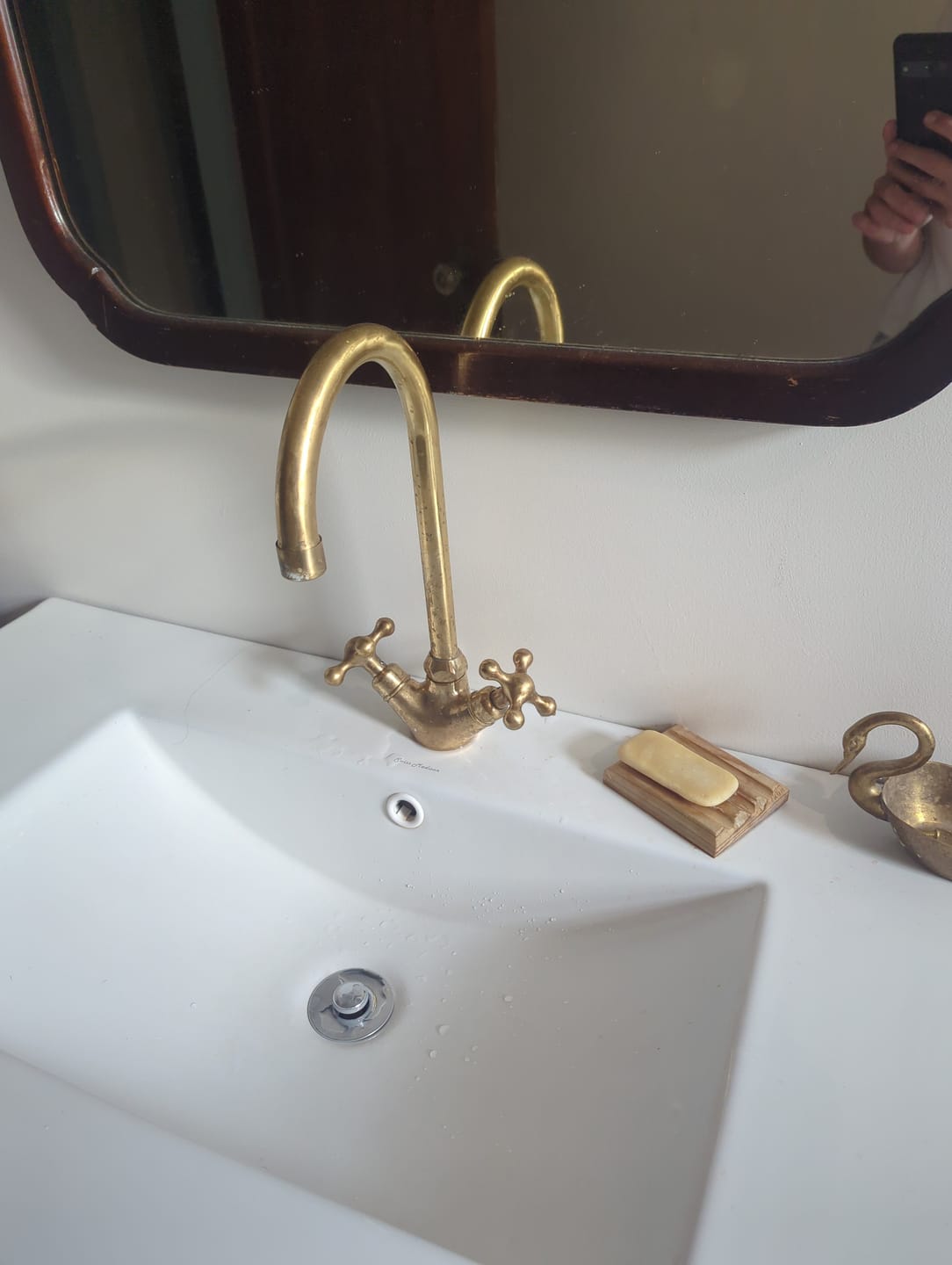 Customer photo review of Unlacquered Brass Bar Faucet, Single Hole Vanity Faucet