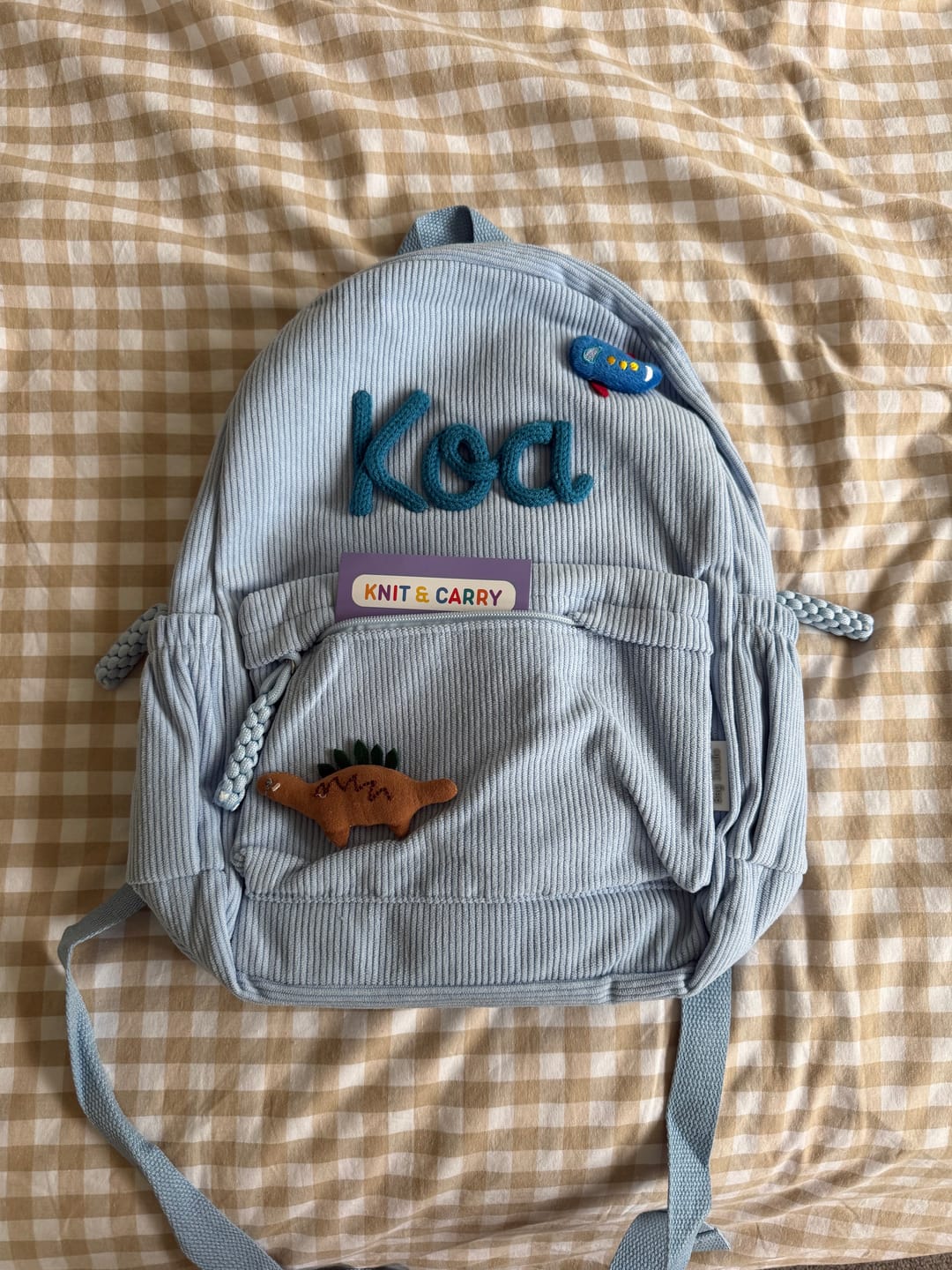 Customer photo review of K&C - Personalized Knitted Backpack