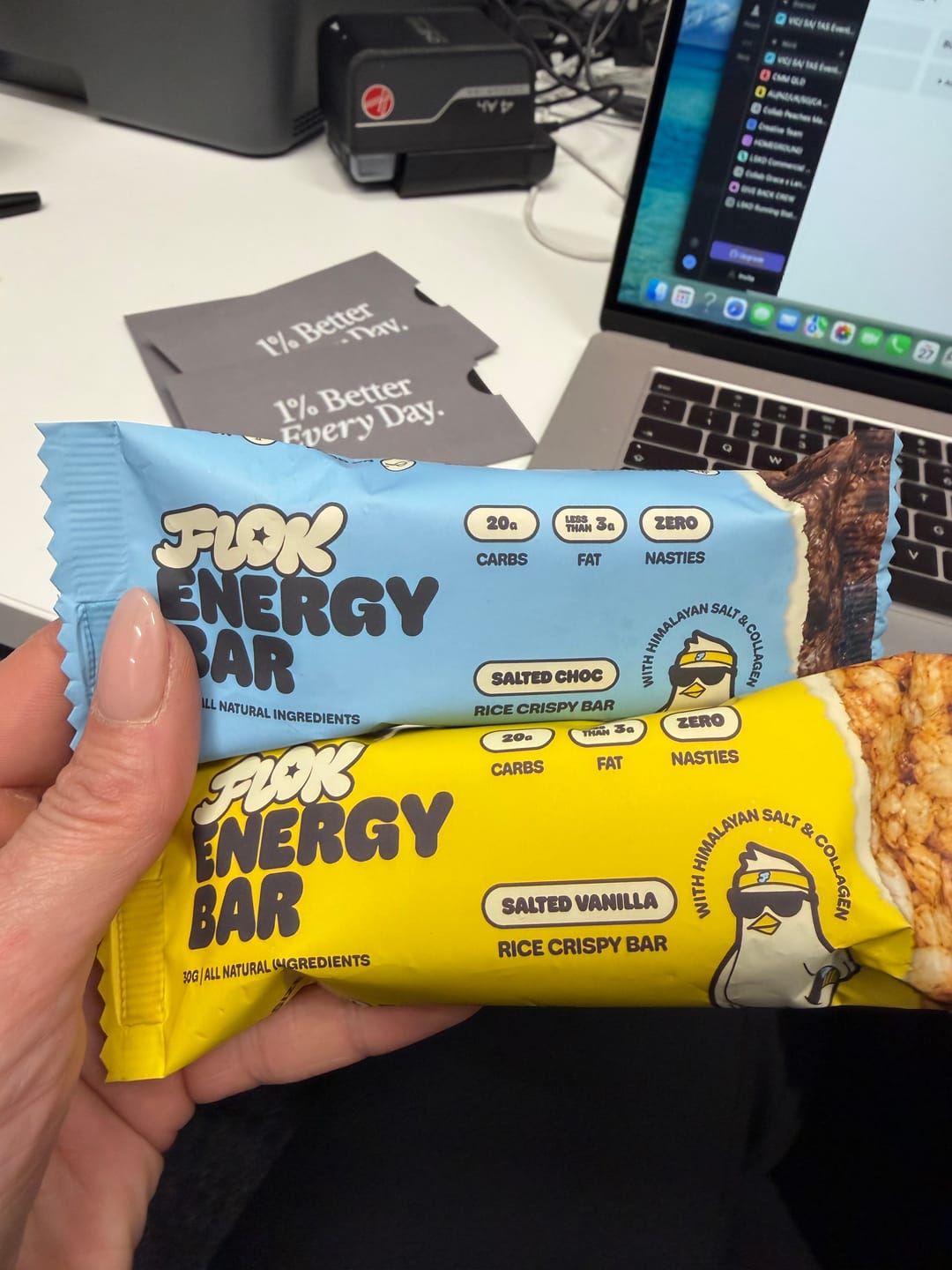Customer photo review of FLOK Two-Bar Sample Pack