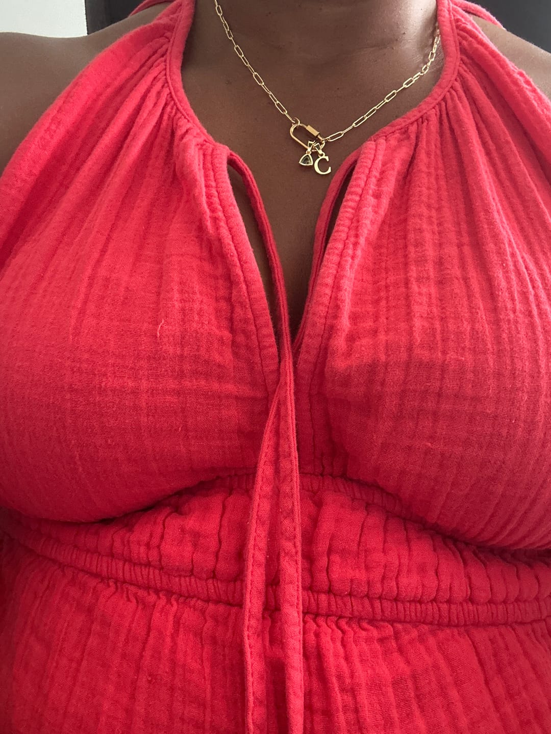 Customer photo review of Initial Birthstone w/ Paper Clip Chain