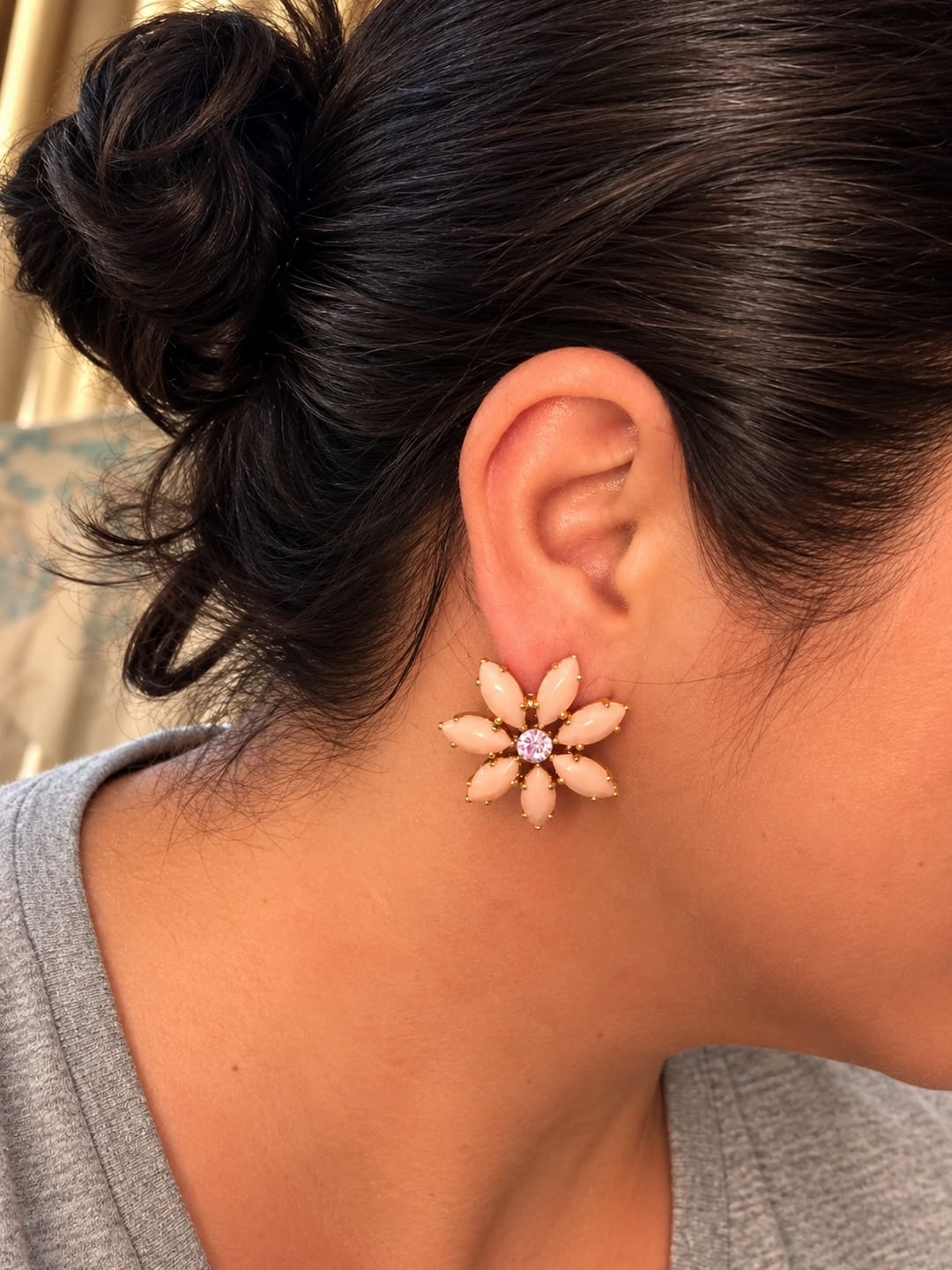 Customer photo review of Violetta Earrings in Pink