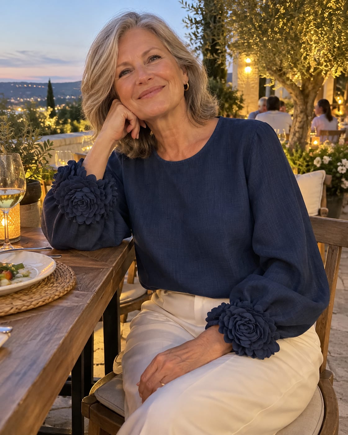 Customer photo review of Kaia Elegant Linen-Blend Blouse