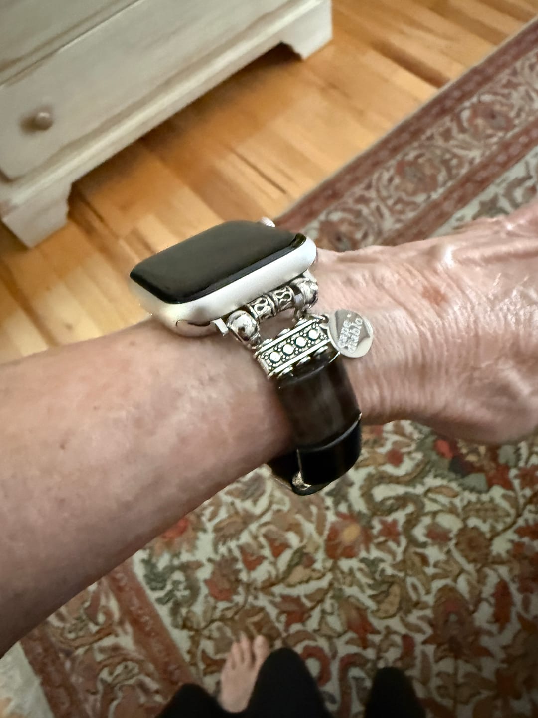 Customer photo review of Bohemian Noir Stretch Apple Watch Strap