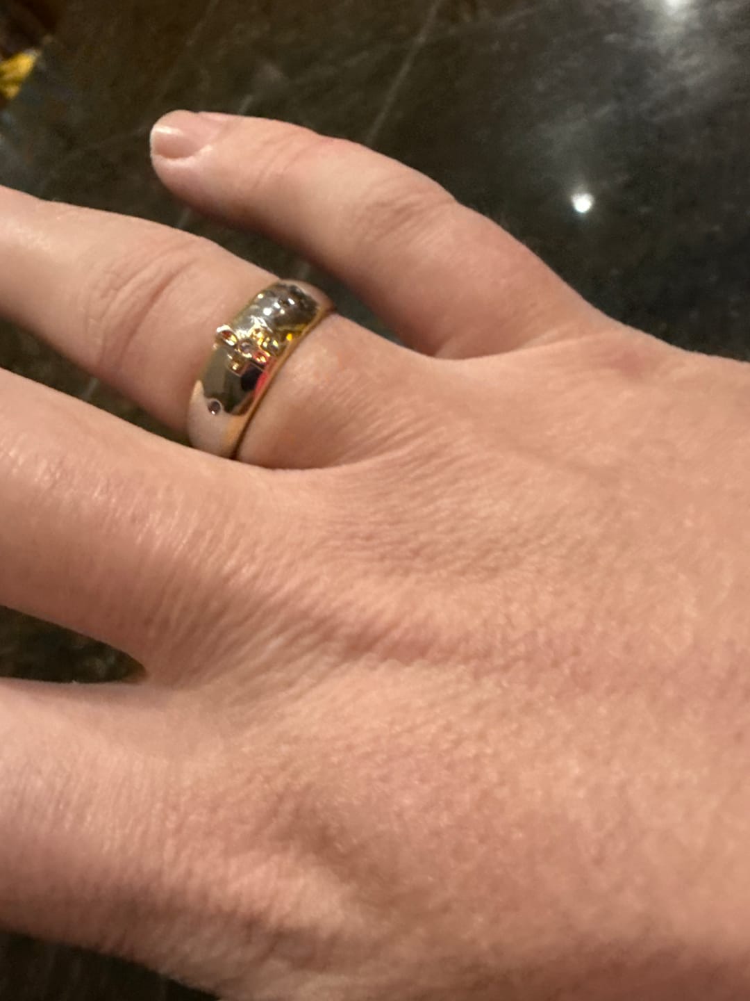 Customer photo review of FREE Today: Modern Style Two-tone Gold Cross Alloy Ring-With God All Things Are Possible