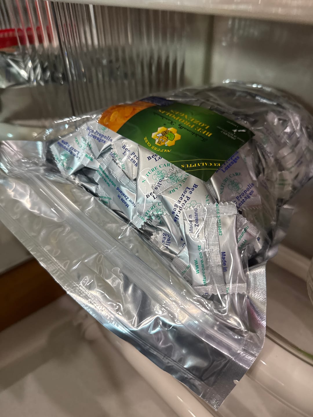 Customer photo review of Nature Care Bee Propolis Lozenges Eucalyptus Flavour 1kg