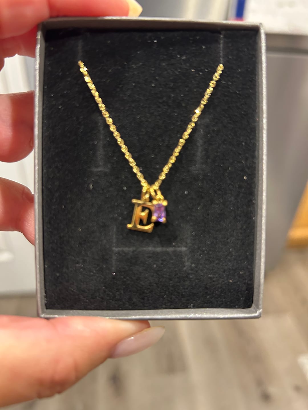 Customer photo review of Custom Initial Birthstone Necklace