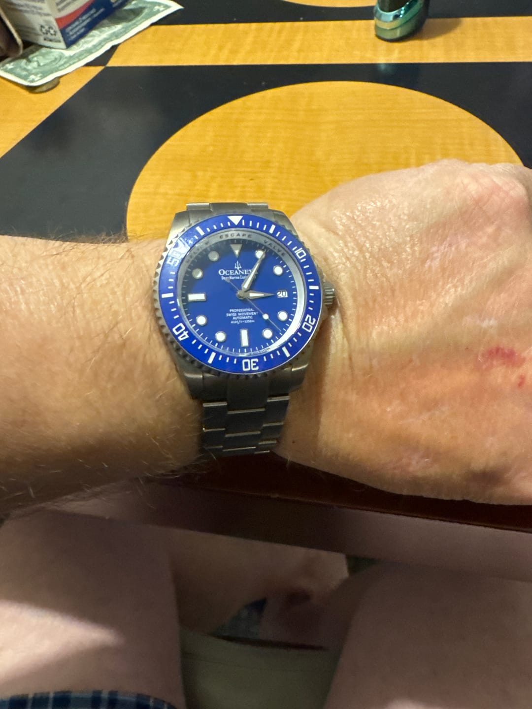 Customer photo review of Oceaneva Men's Deep Marine Explorer II 1250M Titanium Watch Blue Dial