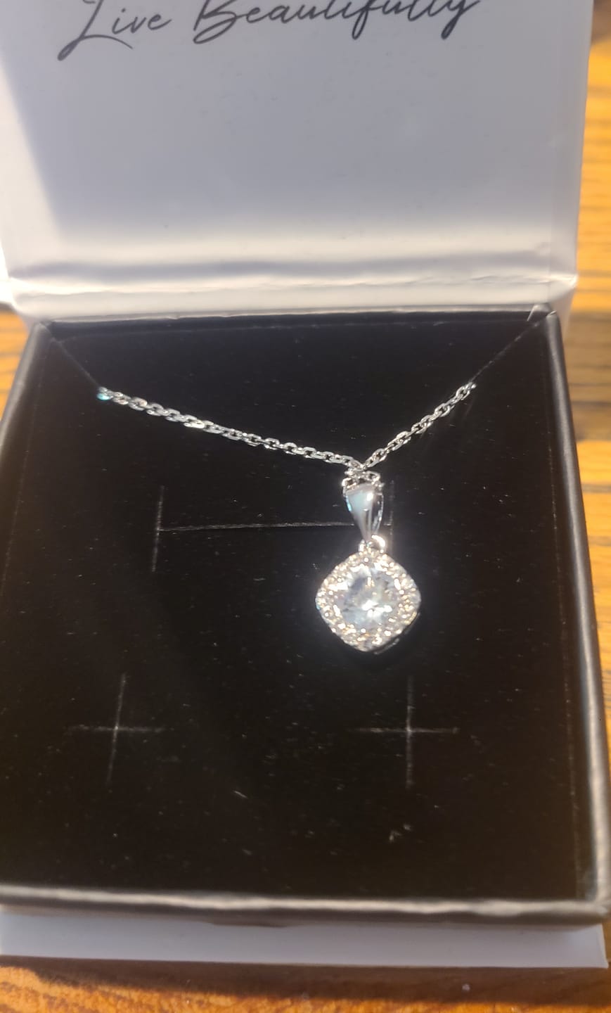 Customer photo review of Celeste 18k White Gold Plated Pendant Necklace with Swarovski Crystals