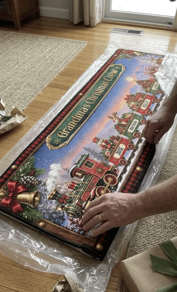 Customer photo review of Grandma Christmas's Crew - Personalized Christmas Runner Rug