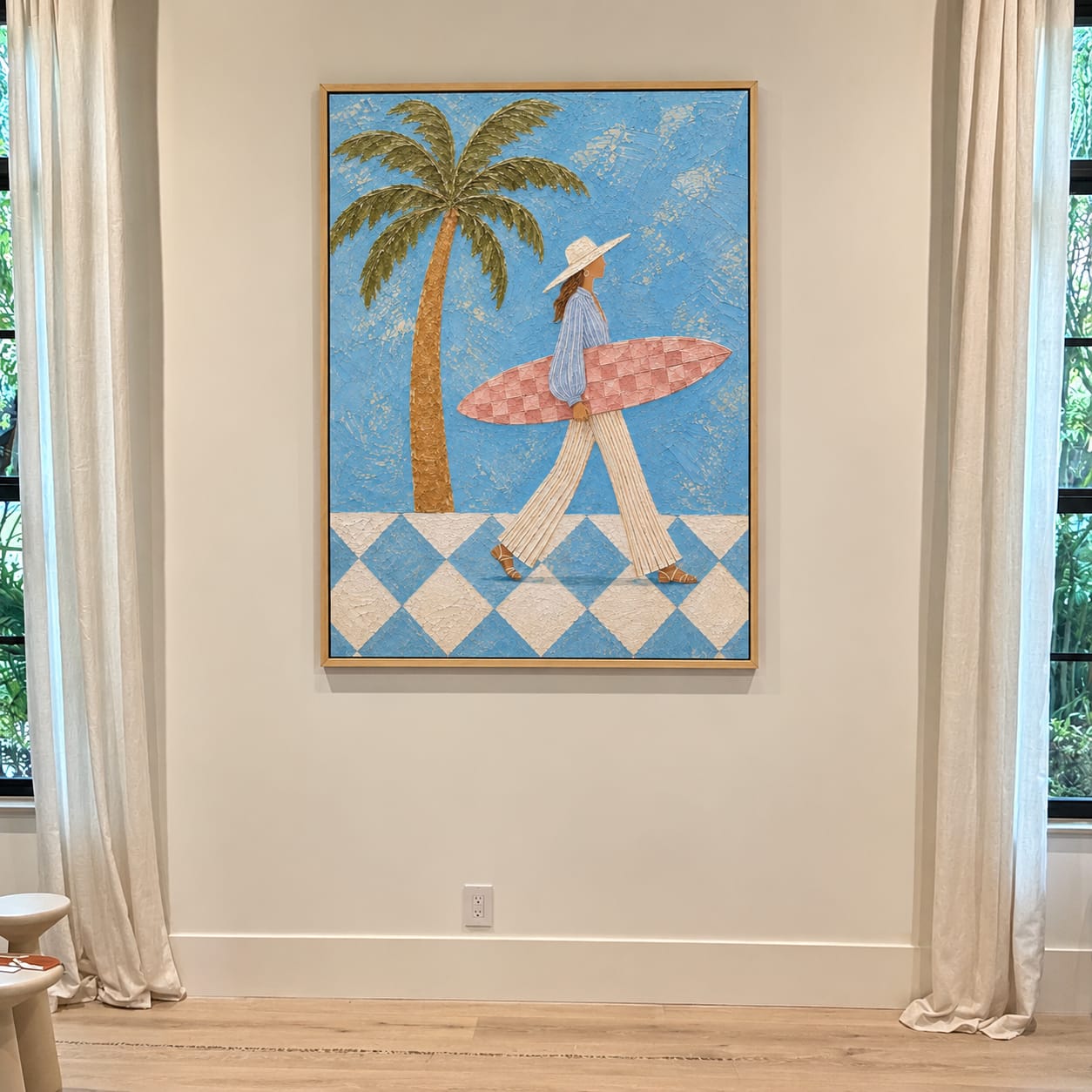 Customer photo review of Blue Palm Surfer Wall Art