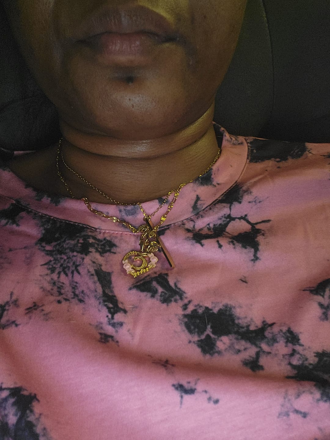 Customer photo review of Engraved Rose Bar Necklace