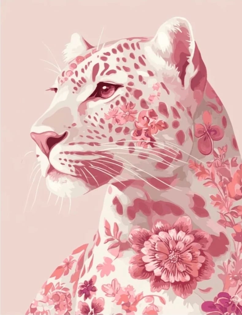 Customer photo review of Delft Pink Leopard | Paint by Number