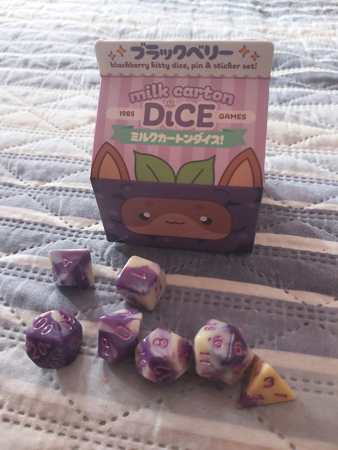 Customer photo review of Kawaii Cat Dice – Blackberry Milk Carton