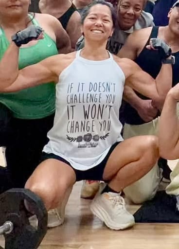 Customer photo review of If It Doesn't Challenge You Rocker Tank
