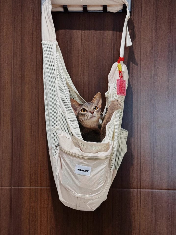 Customer photo review of Breathable Summer Pet Sling Carrier Bag With Pocket