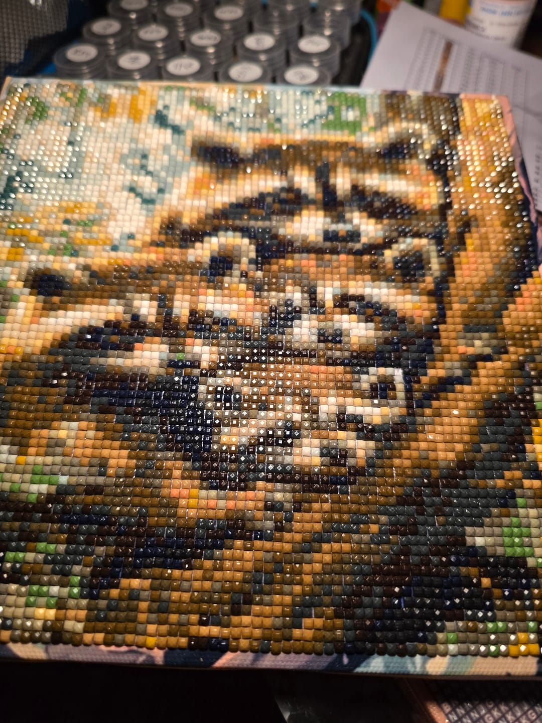 Customer photo review of Raccoon Family, Tree Huddle (Diamond Painting)