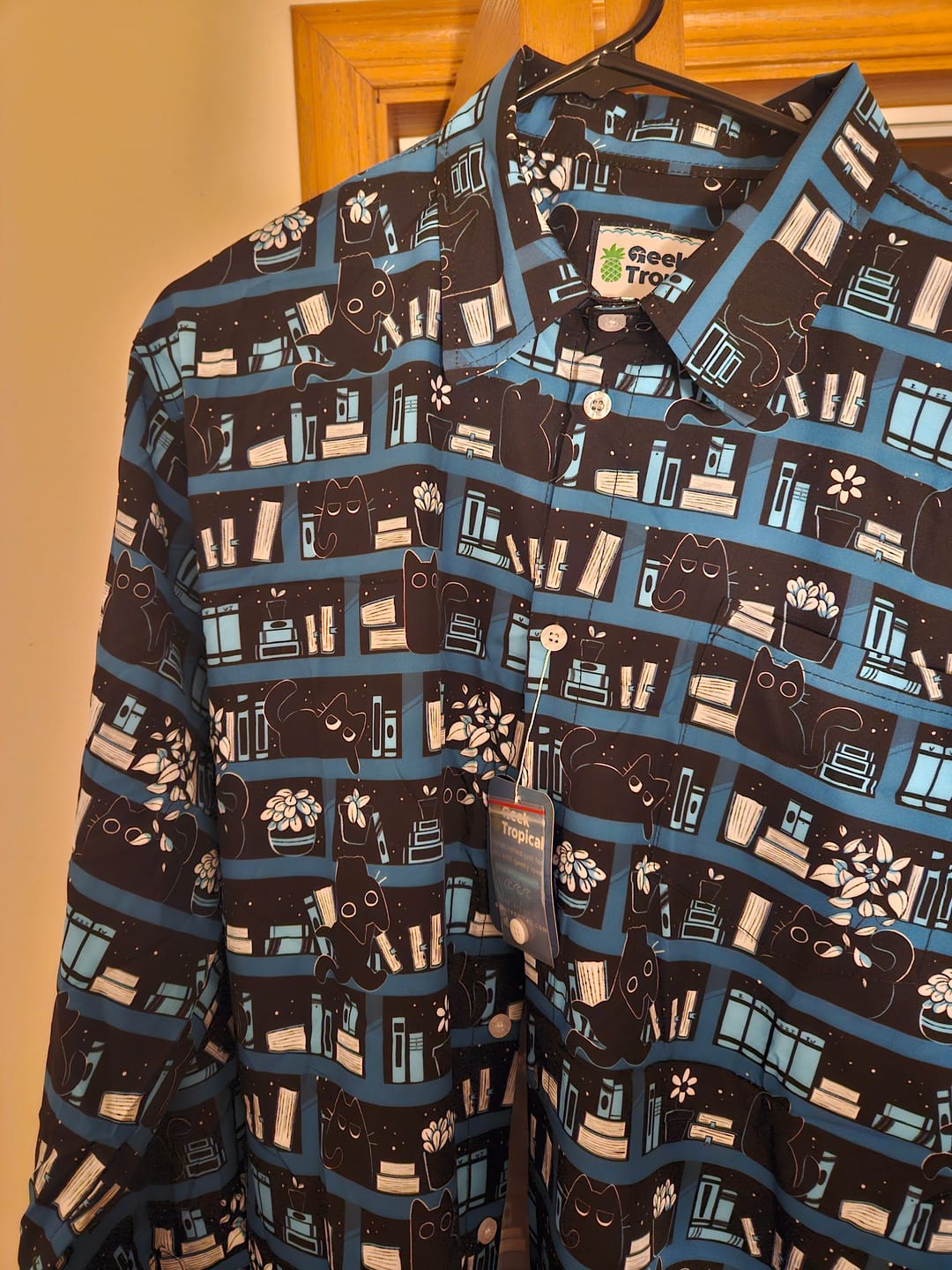 Customer photo review of Purrrfect Library Long Sleeve Button Up Shirt