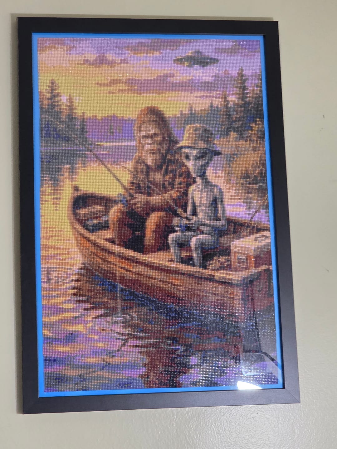Customer photo review of Bigfoot Alien Fishing (Diamond Painting)
