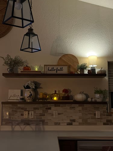 Customer photo review of Rustic Pine Floating Shelves