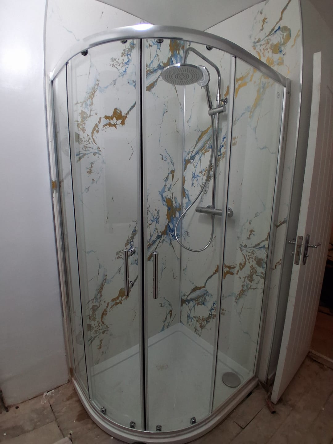 Customer photo review of 10mm Oro Blue Ultra Matt Shower Panel 1M x 2.4M