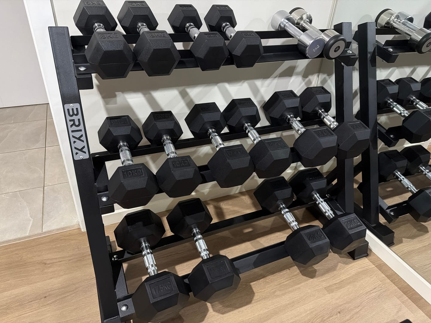 Customer photo review of Rubber Hex Dumbbells (sold in pairs)
