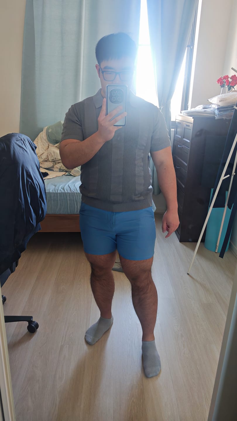 Customer photo review of Ultra-Stretch 5" Chino Shorts - Sky Blue