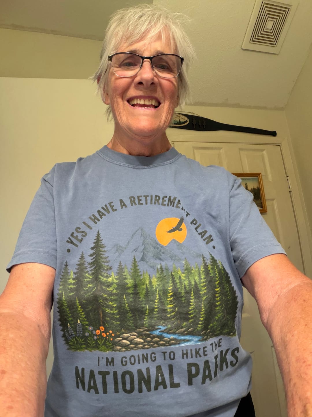 Customer photo review of Hiking Retirement Plan Tee