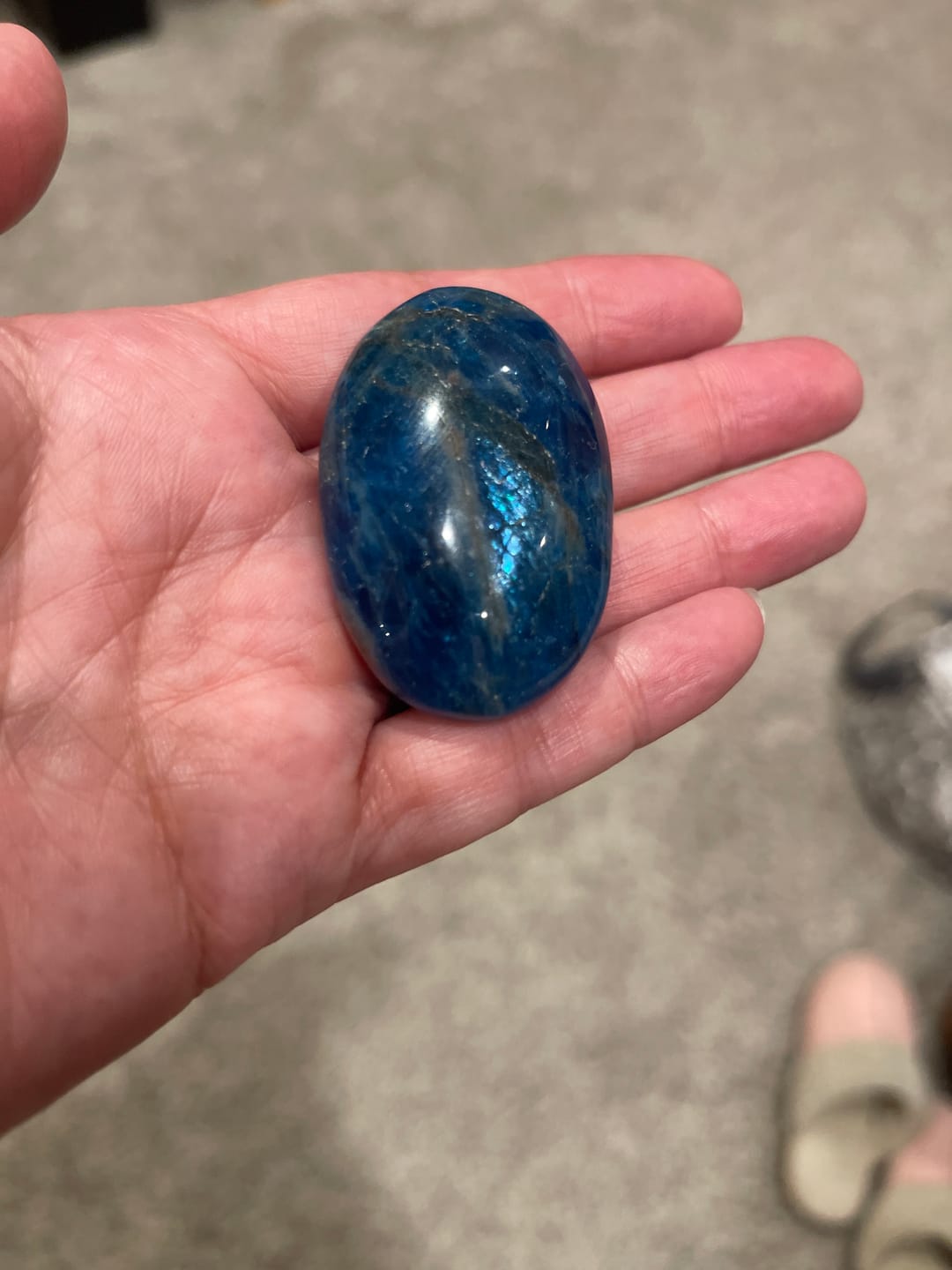 Customer photo review of Natural Crystal Blue Apatite Palm Stone