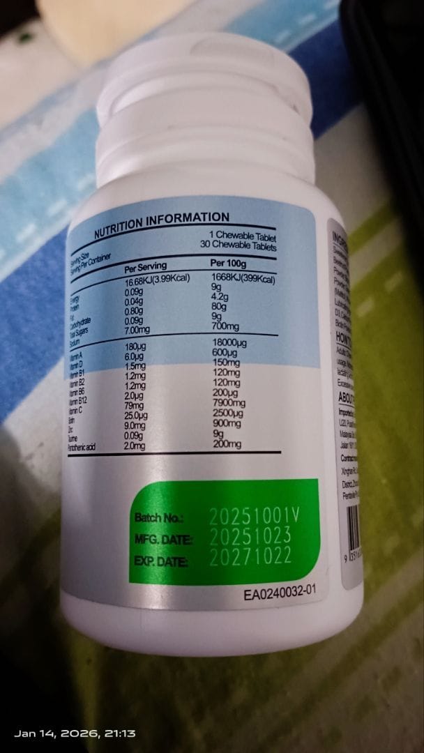 Customer photo review of Men’s Multi Fruits & Veggies Chewable Tablet