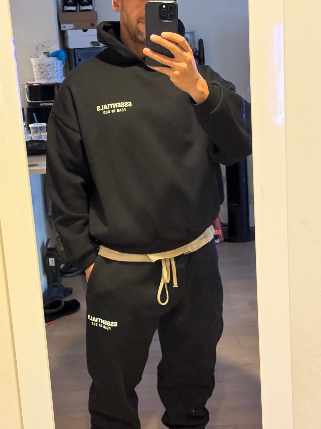 Customer photo review of Fear of God Essentials Tee Light Oatmeal