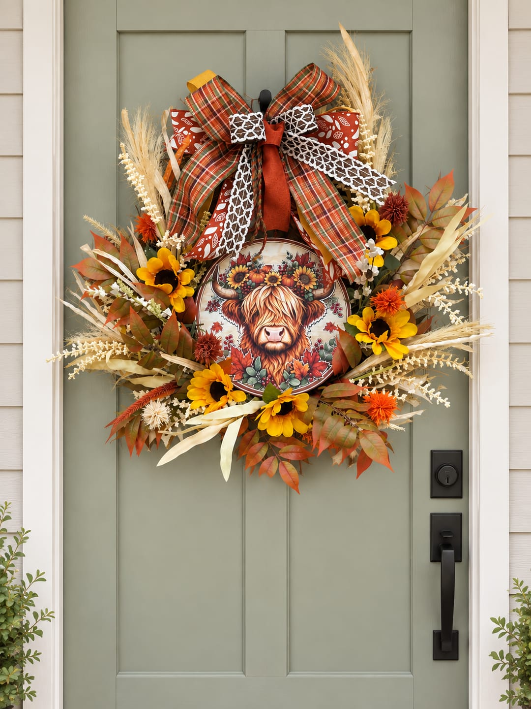 Customer photo review of Fall Highland Cow Sunflowers, PS-W-0257, 10in Sign For Wreath, Wood Wreath Sign