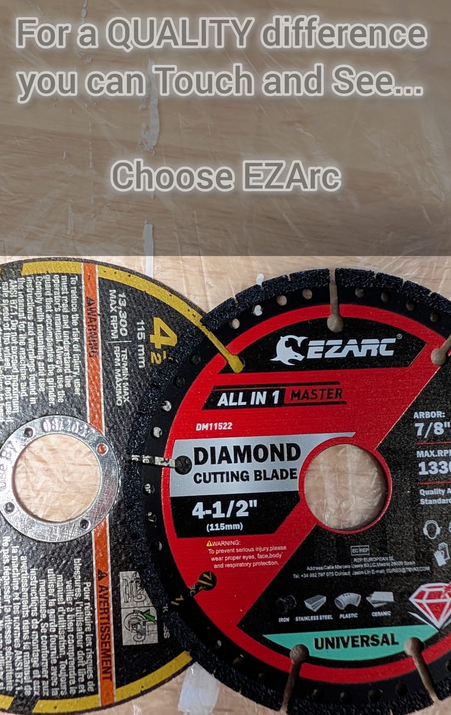 Customer photo review of Multi-Purpose Diamond Saw Blades 2 Pack, Indestructible diamond cutting wheel for metal, tile, concrete