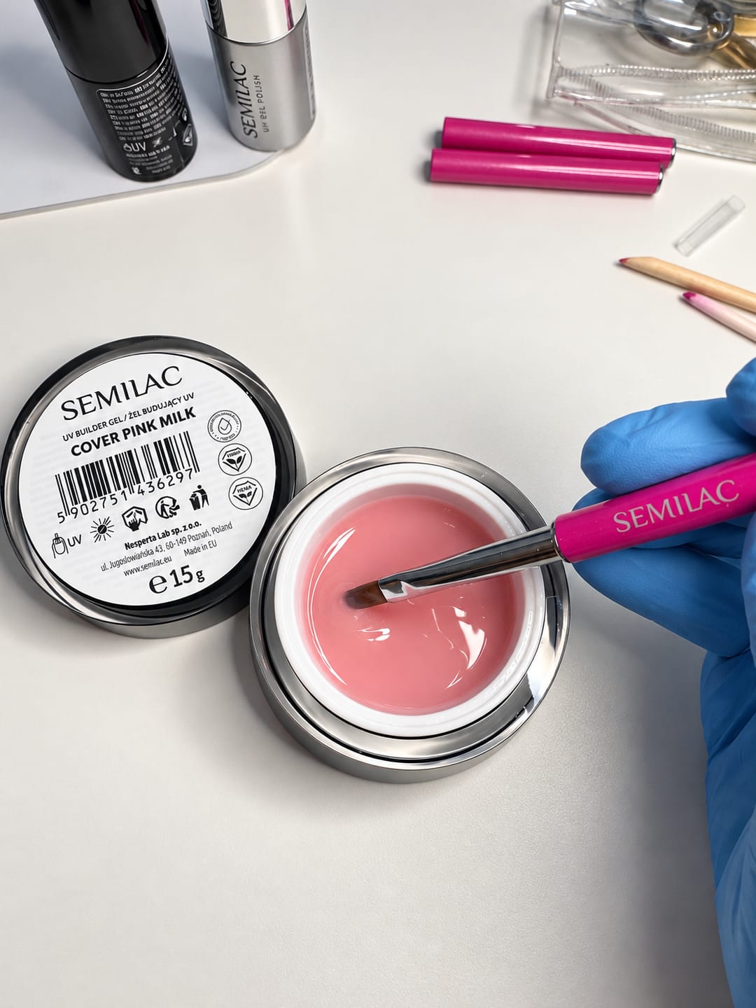 Customer photo review of Semilac Builder Gel Cover Pink Milk 15g