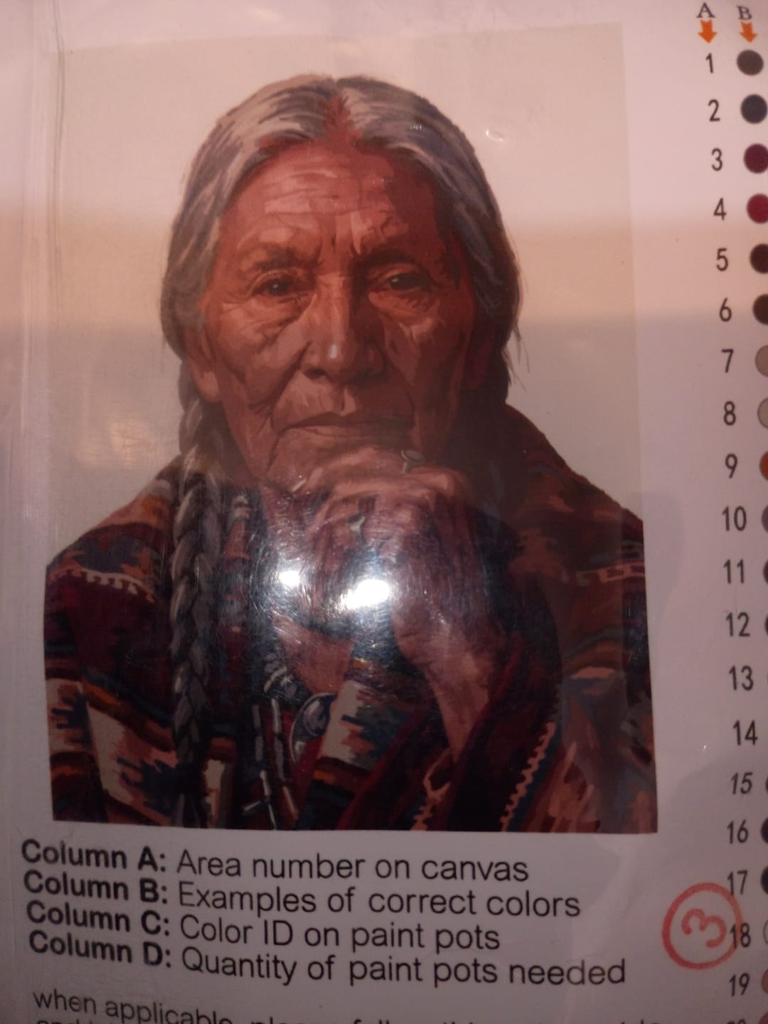 Customer photo review of Native Elder Turquoise Braid (Paint by Numbers)