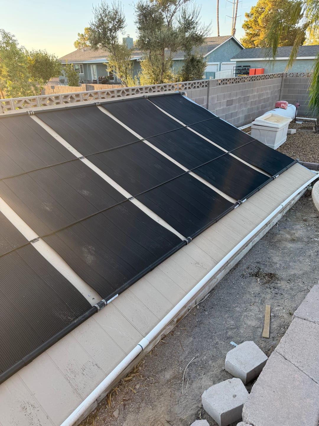 Customer photo review of SwimEasy High-Performance Solar Pool Heater Panel Replacement - Highest Performing Design - 15-20 Year Life Expectancy (Includes 4 Heavy-Duty Rubber Hose Connectors)
