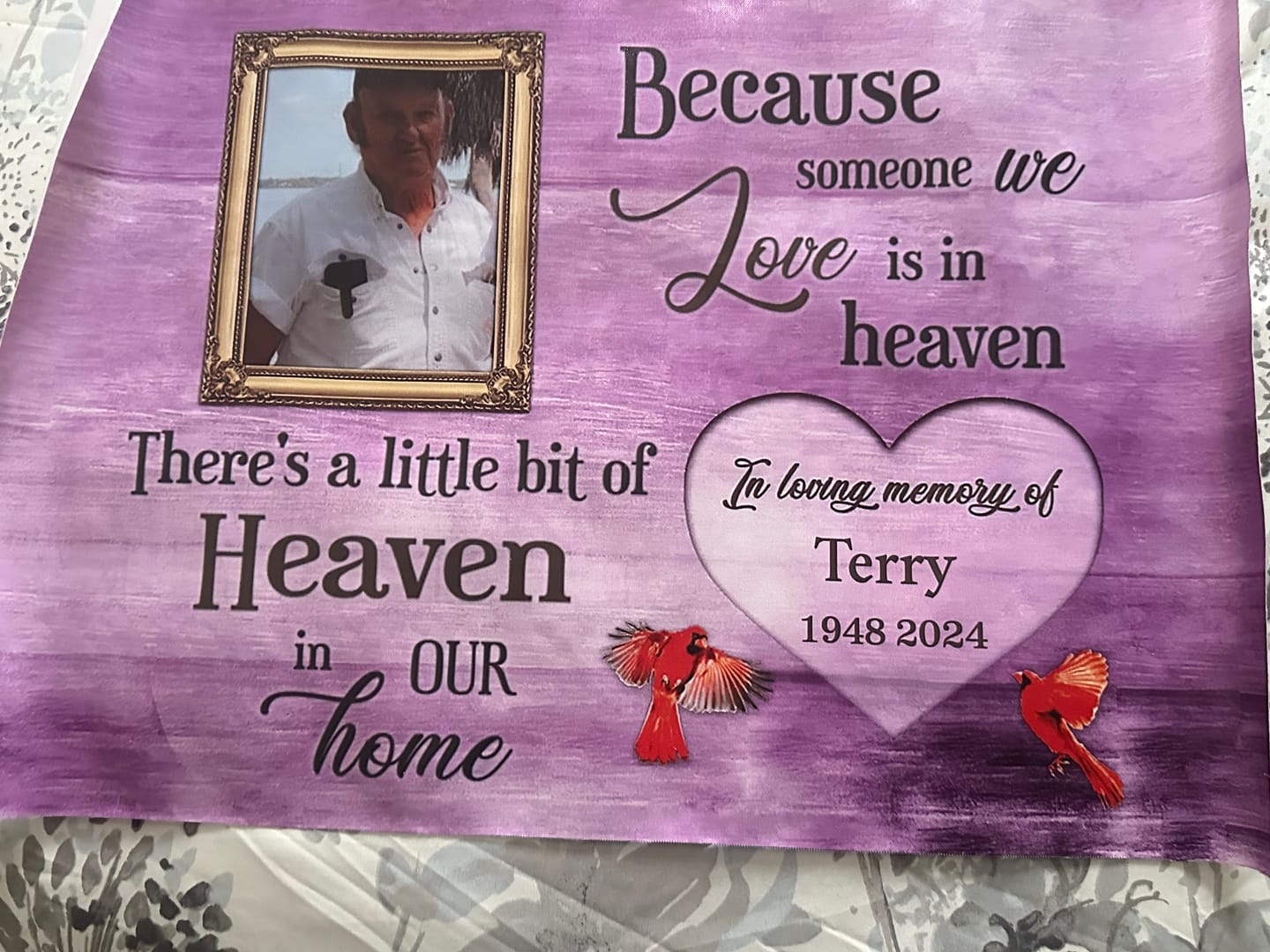 Customer photo review of Heartfelt Personalized Memorial For Loved One Poster for Loss - 'Heaven in Our Home'