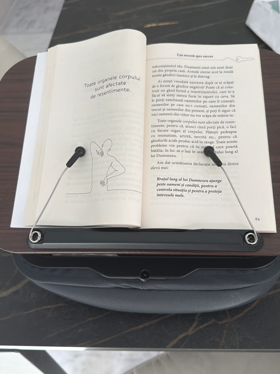 Customer photo review of Adjustable Pillow Stand with Storage