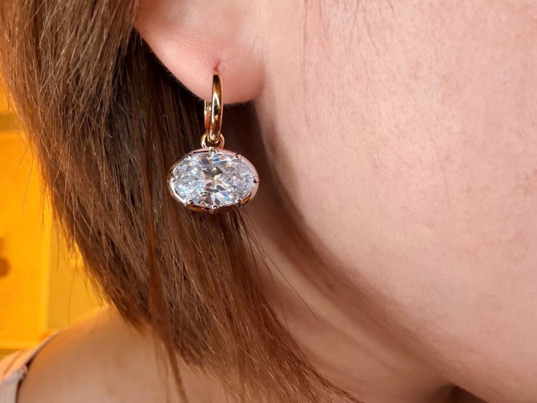 Customer photo review of Classic 8 × 12 mm Oval Huggie Hoop Earrings